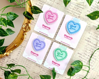 Book Lover Lace Heart Magnetic Bookmark