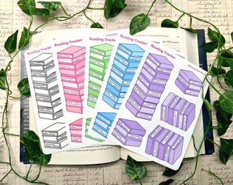 Colorful Blank Reading Tracker Sticker Sheet | Book Stack Tracker Stickers | Bookish Stationary