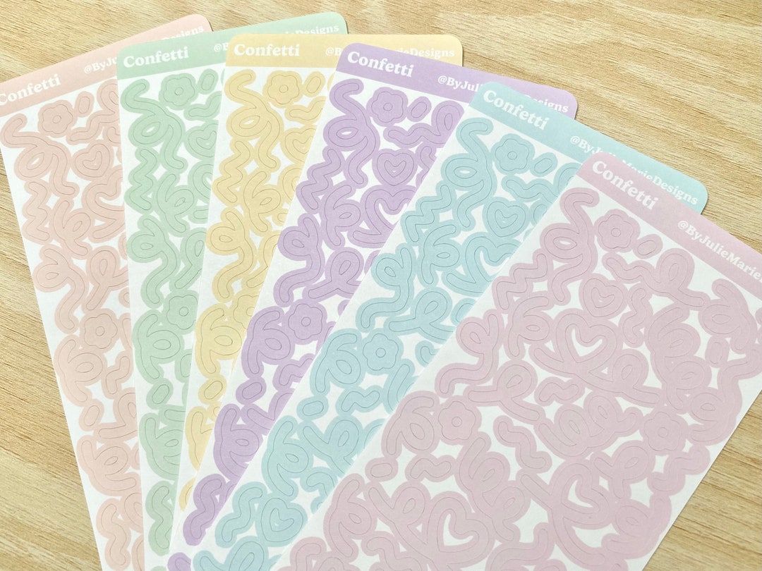 Mini Pastel Confetti Sticker Sheet, Confetti Polco Deco Stickers - Etsy