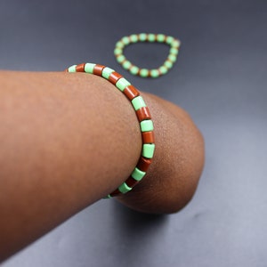 Ileke/Ide Ifa Orunmila Bracelet | Green and Brown Yoruba Beads