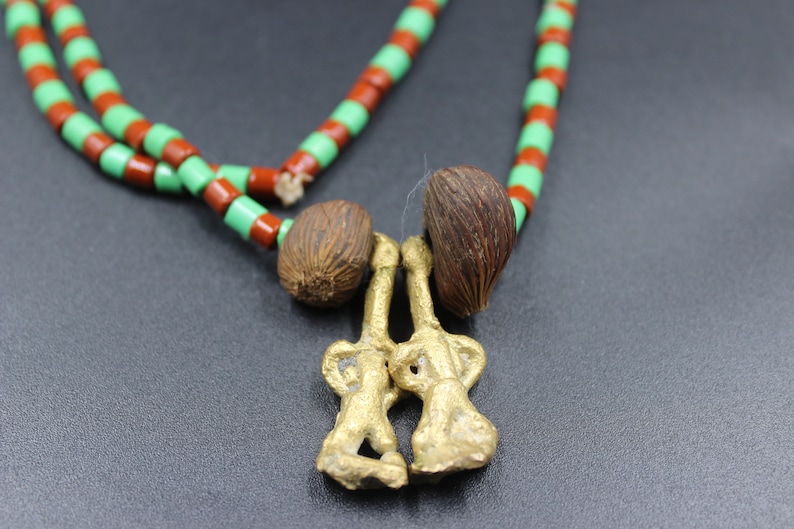 Ide/ileke Ifa Orunmila Beaded Necklace With Ikin and Edan | Green and ...