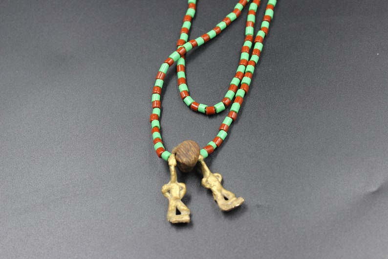 Ide/ileke Ifa Orunmila Beaded Necklace With Ikin and Edan | Green and ...