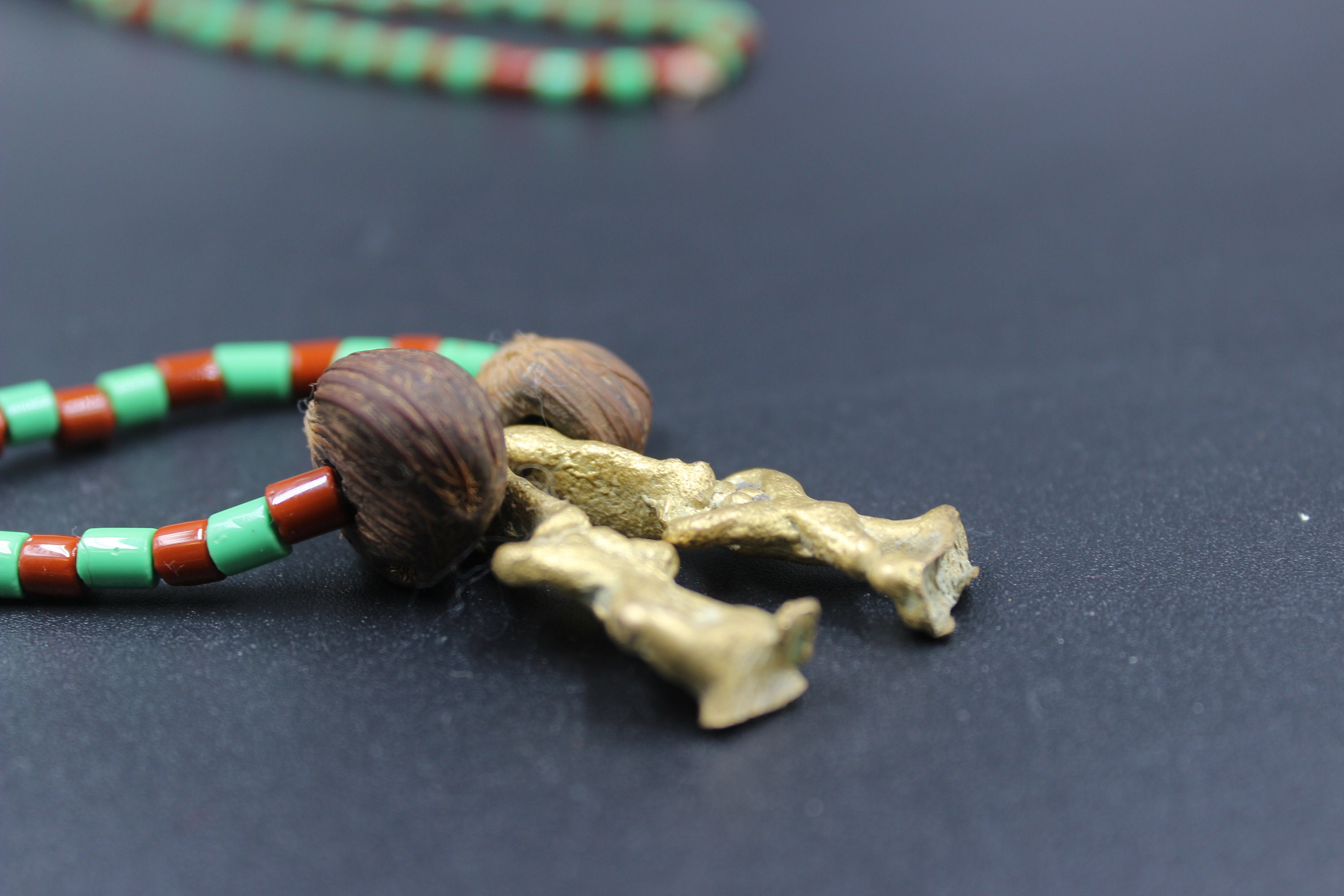Ide/ileke Ifa Orunmila Beaded Necklace With Ikin and Edan | Green and ...