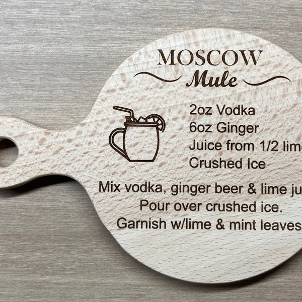 Cutting Board with Moscow Mule Recipe