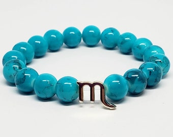 Blue Astrology Bracelet with Scorpio Sign Charm, Zodiac Bracelet, Horoscope Bracelet, Zodiac sign Jewelry, Zodiac Scorpio Gift, Glass Beads