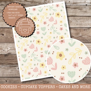 Easter Edible Icing Digital Download, Printable Icing Sheet File , Edible Icing Print Sheet, Cookie, Cake, Cupcakes, Cupcake Topper, Floral