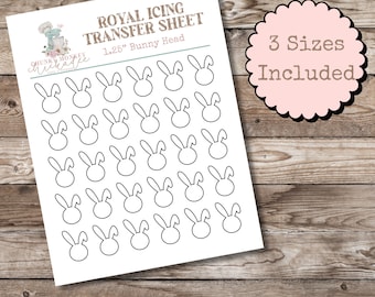 Easter Royal Icing Transfer Sheet, Royal Icing Template, Royal Icing Design, Template, Multiple Sizes, Digital, Bunny Head, Easter Bunny