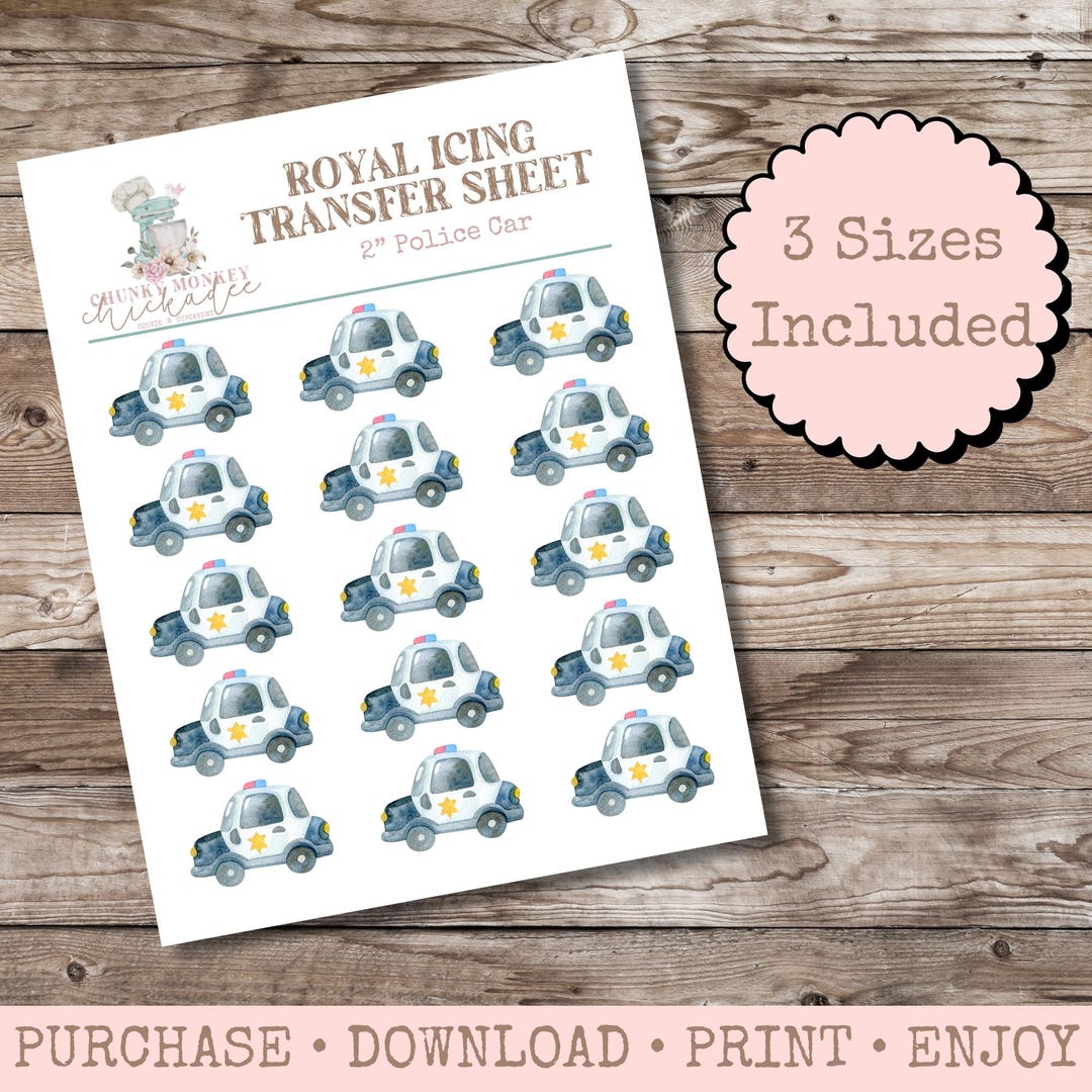 police-car-royal-icing-transfer-sheet-royal-icing-template-royal