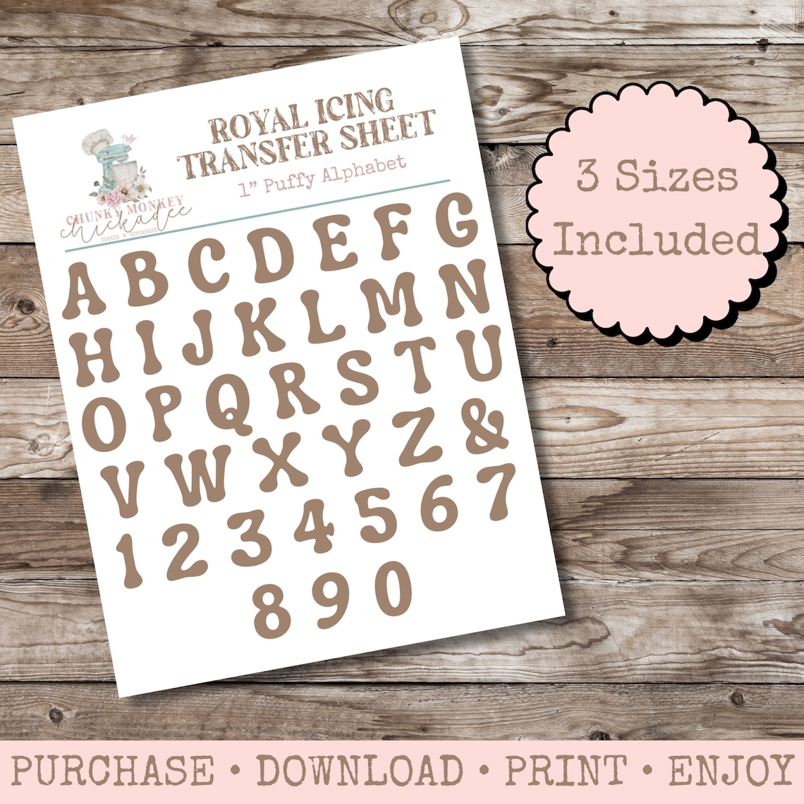 Alphabet Royal Icing Transfer Sheet, Royal Icing Template, Royal Icing ...