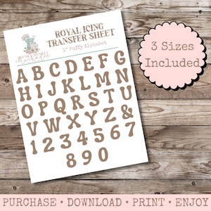 Alphabet Royal Icing Transfer Sheet, Royal Icing Template, Royal Icing ...