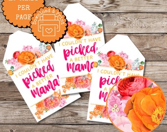Floral Cookie Tag, Printable Party Favor Tags, Digital Download Tag, Digital Goodie bag Tag, Cookie Packaging, Mother’s Day, Mama, Mom