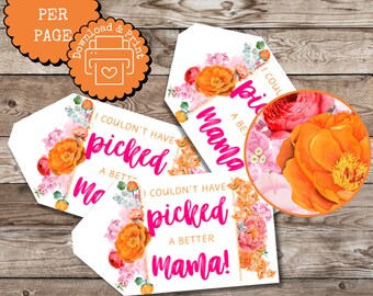 Floral Cookie Tag, Printable Party Favor Tags, Digital Download Tag, Digital Goodie bag Tag, Cookie Packaging, Mother’s Day, Mama, Mom