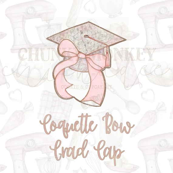 Coquette Grad Cap Cookie Cutter STL, Cookie Cutter, STL file, Digital Download, Multiple Sizes, Digital, Bow, Graduation, Cap, Grad