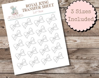 Bow Royal Icing Transfer Sheet, Royal Icing Template, Royal Icing Design Template, Baby, Multiple Sizes, Digital Download