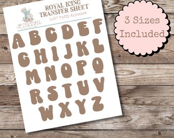 Groovy Letters Royal Icing Transfer Sheet, Royal Icing Template, Royal Icing Transfer, Multiple Sizes, Digital, Letters, Funky, Alphabet
