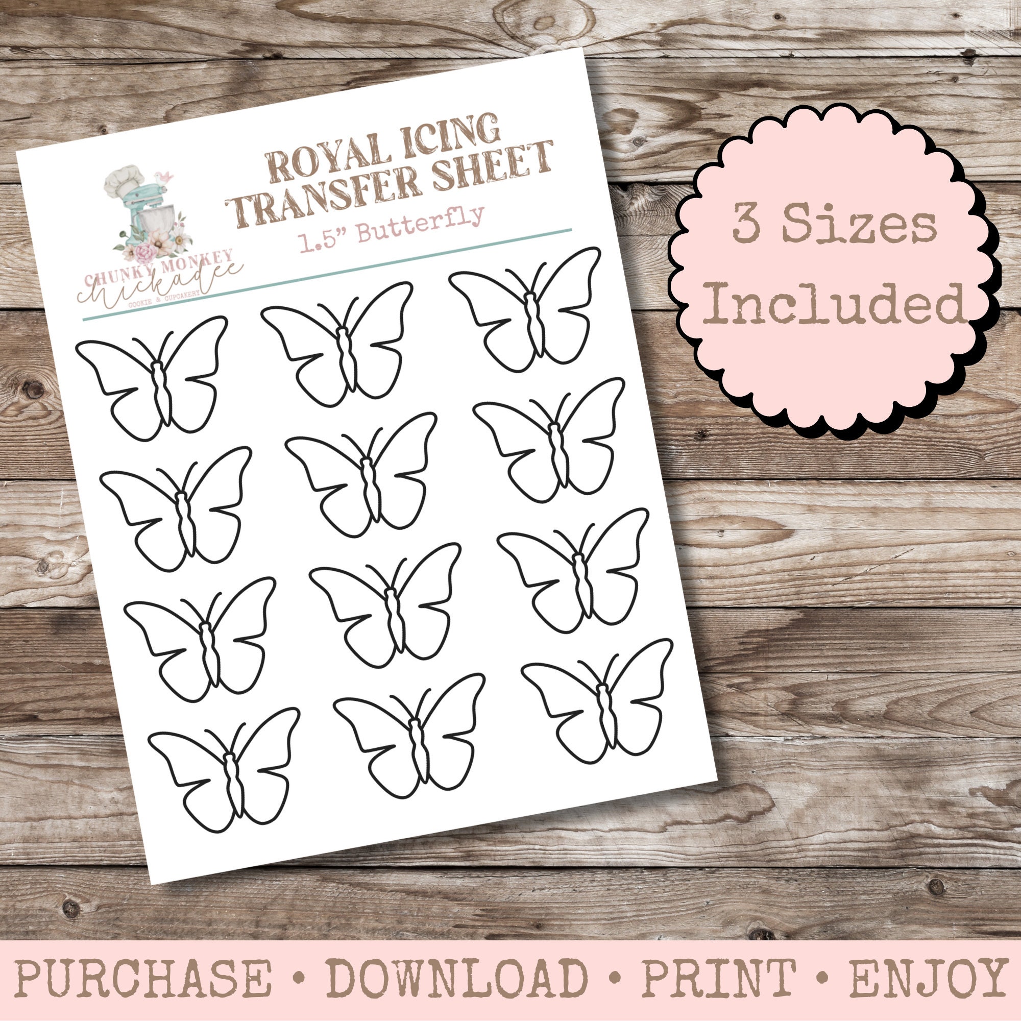 Butterfly Royal Icing Transfer Sheet, Royal Icing Template, Royal Icing ...