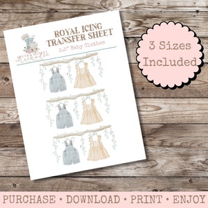 Babykleding Royal Icing Transfer Sheet, Royal Icing Template, Royal Icing Design Template, Baby, Meerdere maten, Digitale Download, Jongen Meisje