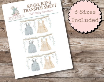 Baby Clothes Royal Icing Transfer Sheet, Royal Icing Template, Royal Icing Design Template, Baby, Multiple Sizes, Digital Download, Boy Girl