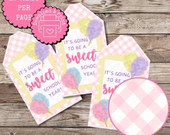 Cotton Candy Cookie Tag, druckbare Party Favor Tags, digitaler Download Tag, digitales Goodie Bag Tag, Cookie-Verpackung, Back to School, süß