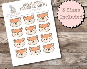 Fox Royal Icing Transfer Sheet, Royal Icing Template, Royal Icing Design Template, Multiple Sizes, Digital, Woodland, Animal, Baby, Fox