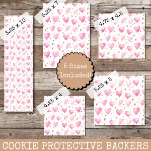 RESPALDO PROTECTOR Respaldo de galletas de corazón de San Valentín, tarjeta de galletas, respaldo de galletas imprimible, tarjeta de galletas digitales, embalaje de galletas, acuarela