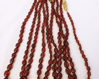 Natural Hessonite Garnet Necklace, .925 Vermeil Clasp