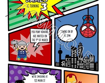 Avengers Birthday Invite Custom Download