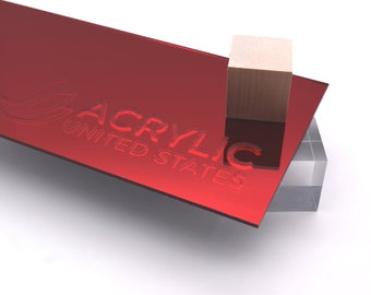Acrylic Sheet 1/8" Dark Red Mirror #1400 - Plexiglass Plastic Acrylic sheet (DIY, Craft, Glowforge, Laser Cutting, CNC,...)