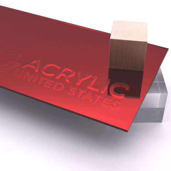 Acrylic Sheet 1/8" Dark Red Mirror #1400 - Plexiglass Plastic Acrylic sheet (DIY, Craft, Glowforge, Laser Cutting, CNC,...)