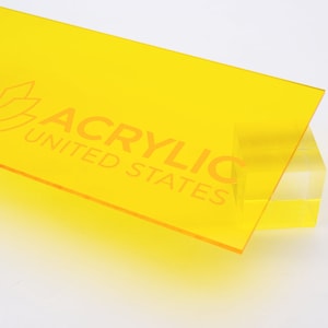 Acrylic Sheet 1/8&quot; Yellow Transparent #2208 - Plexiglass Plastic Acrylic sheet (DIY, Craft, Glowforge, Laser Cutting, CNC,...)