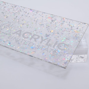 Acrylic Sheet 1/8" Holographic Silver Flakes - Plexiglass Plastic Acrylic sheet (DIY, Craft, Glowforge, Laser Cutting, CNC,...)