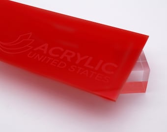 Lámina de acrílico 1/8" rojo claro translúcido n.° 2283 - Lámina de acrílico plástico plexiglás (bricolaje, manualidades, Glowforge, corte láser, CNC,...)