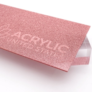 Acrylic Sheet 1/8" Pink Glitter Two-Sided - Plexiglass Plastic Acrylic sheet (DIY, Craft, Glowforge, Laser Cutting, CNC,...)