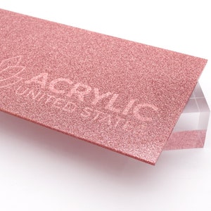 Acrylic Sheet 1/8&quot; Pink Glitter Two-Sided - Plexiglass Plastic Acrylic sheet (DIY, Craft, Glowforge, Laser Cutting, CNC,...)