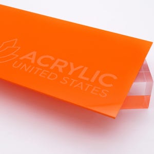Acrylic Sheet 1/8&quot; Orange Opaque #2119 - Plexiglass Plastic Acrylic sheet (DIY, Craft, Glowforge, Laser Cutting, CNC,...)
