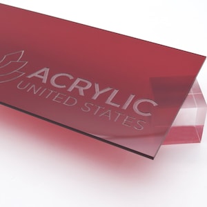 Acrylic Sheet 1/8&quot; Red Transparent #2423 - Plexiglass Plastic Acrylic sheet (DIY, Craft, Glowforge, Laser Cutting, CNC,...)