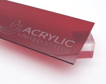 Acrylic Sheet 1/8" Red Transparent #2423 - Plexiglass Plastic Acrylic sheet (DIY, Craft, Glowforge, Laser Cutting, CNC,...)