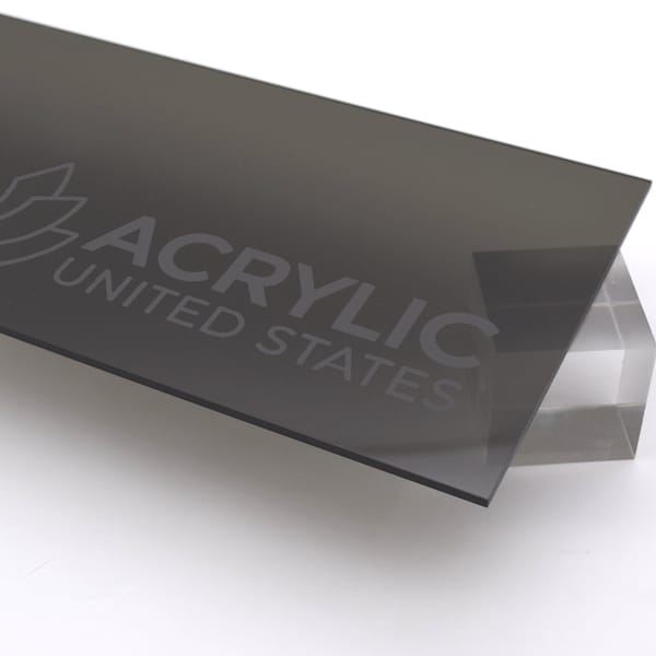 Feuille acrylique 1/8" grise transparente teintée # 2064 - Feuille acrylique en plastique plexiglas (bricolage, artisanat, Glowforge, découpe laser, CNC,...)