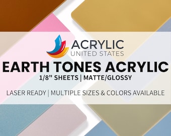 Acrylic Sheet 1/8" Earth Tones Matte/Glossy — Plexiglass Plastic Acrylic Sheet (DIY, Craft, Glowforge, Laser Cutting, CNC, ...)