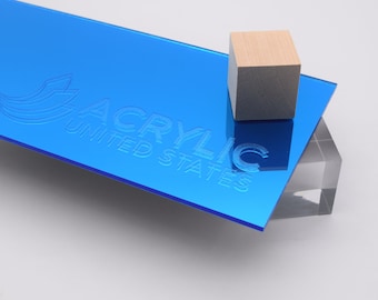 Acrylic Sheet 1/8" Sky Blue Mirror #2069 - Plexiglass Plastic Acrylic sheet (DIY, Craft, Glowforge, Laser Cutting, CNC,...)