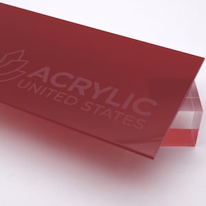 Acrylic Sheet 1/8&quot; Dark Red Translucent #2415 - Plexiglass Plastic Acrylic sheet (DIY, Craft, Glowforge, Laser Cutting, CNC,...)