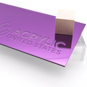 Acrylic Sheet 1/8&quot; Purple Mirror #1020 - Plexiglass Plastic Acrylic sheet (DIY, Craft, Glowforge, Laser Cutting, CNC,...)