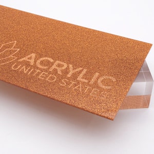 Acrylic Sheet 1/8&quot; Orange Glitter Two-Sided - Plexiglass Plastic Acrylic sheet (DIY, Craft, Glowforge, Laser Cutting, CNC,...)