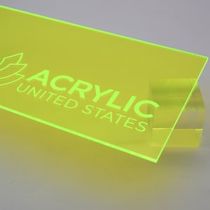 Acrylic Sheet 1/8&quot; Green Fluorescent #9093 - Plexiglass Plastic Acrylic sheet (DIY, Craft, Glowforge, Laser Cutting, CNC,...)