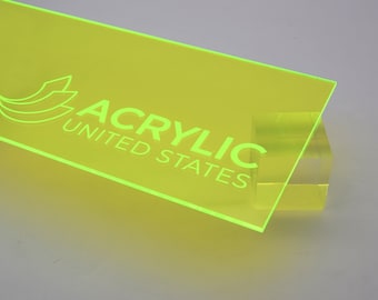 Acrylic Sheet 1/8" Green Fluorescent #9093 - Plexiglass Plastic Acrylic sheet (DIY, Craft, Glowforge, Laser Cutting, CNC,...)