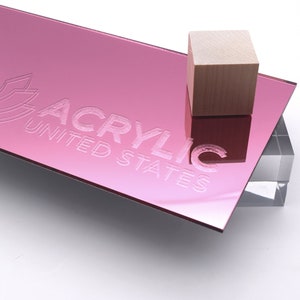 Acrylic Sheet 1/8&quot; Pink Mirror #1450 - Plexiglass Plastic Acrylic sheet (DIY, Craft, Glowforge, Laser Cutting, CNC,...)