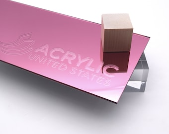 Acrylic Sheet 1/8" Pink Mirror #1450 - Plexiglass Plastic Acrylic sheet (DIY, Craft, Glowforge, Laser Cutting, CNC,...)