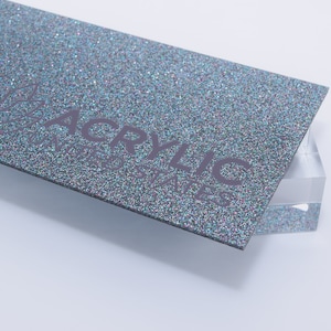 Acrylic Sheet 1/8&quot; Black Rainbow Glitter - Plexiglass Plastic Acrylic sheet (DIY, Craft, Glowforge, Laser Cutting, CNC,...)