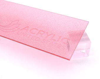 Lámina acrílica de 1/8" rosa brillante transparente - Lámina acrílica de plástico plexiglás (bricolaje, manualidades, Glowforge, corte láser, CNC,...)
