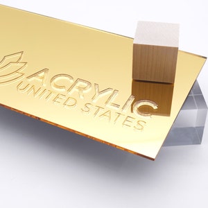 Acrylic Sheet 1/8" Gold Mirror #1300 - Plexiglass Plastic Acrylic sheet (DIY, Craft, Glowforge, Laser Cutting, CNC,...)